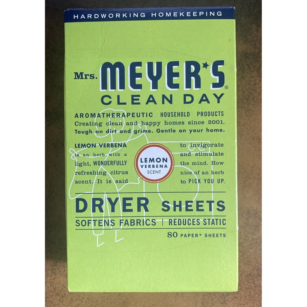 Mrs. Meyer's Clean Day Dryer Sheets Lemon Verbena Scent 80 Paper Sheets